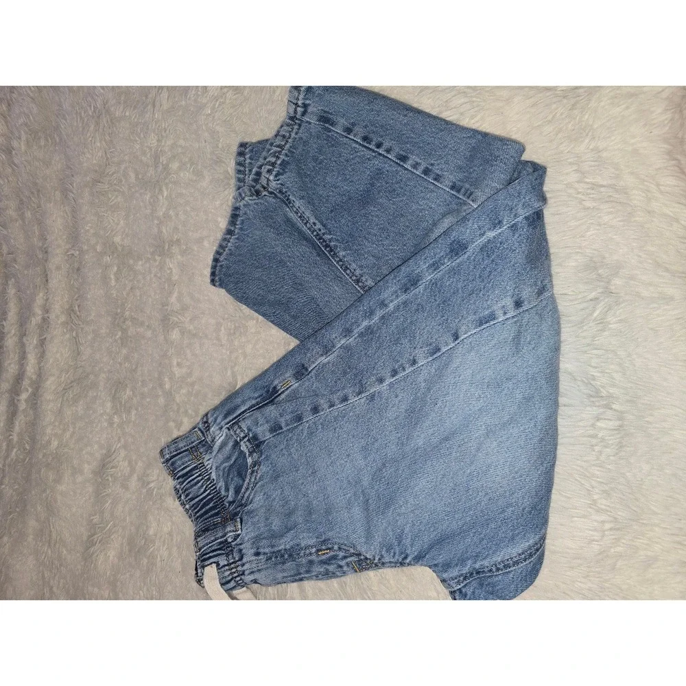 Gap Kids Barrel Jeans Size M Medium Blue Denim Elastic Waist Drawstring Balloon